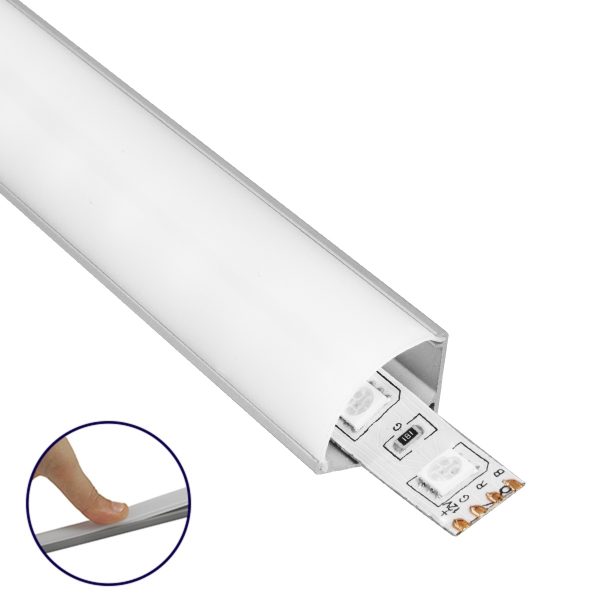 ωνιακό Προφίλ Αλουμινίου Ανοδιωμένο με Λευκό Οπάλ Κάλυμμα για 1 Σειρά Ταινίας LED Πατητό - Press On Πακέτο 5 Τεμάχια των 3 Μέτρων GloboStar®